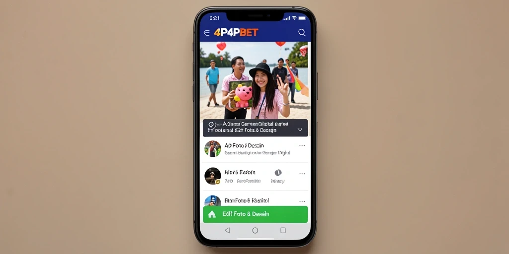 Antarmuka 4P4PBET menampilkan berbagai fitur dan alat untuk edit foto yang canggih.