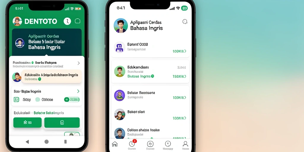 Antarmuka DENTOTO yang modern dan user-friendly untuk belajar bahasa Inggris.