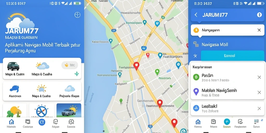 Antarmuka aplikasi JARUM77 yang jelas dan mudah digunakan для Navigasi Mobil.