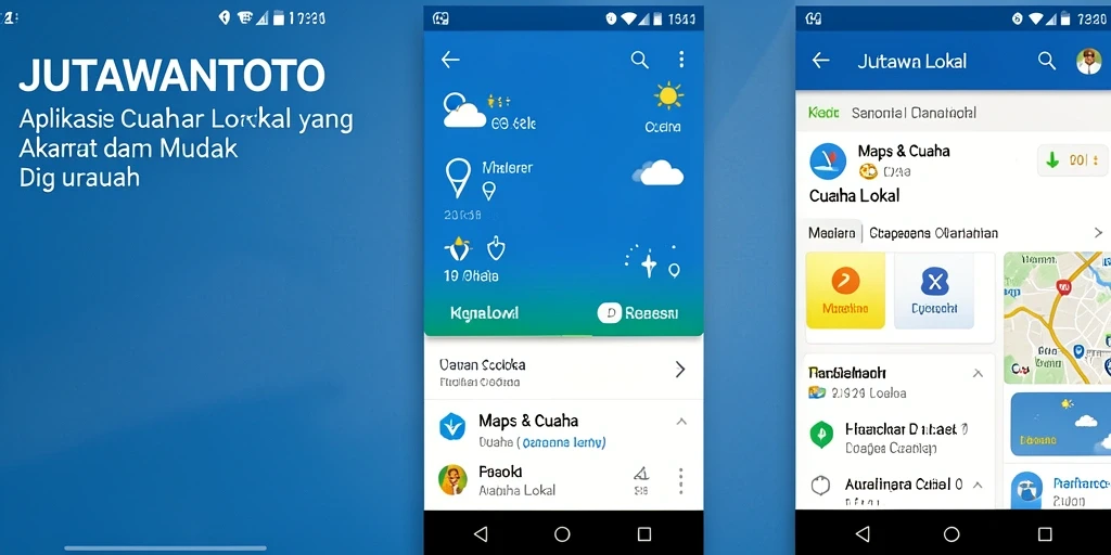 Antarmuka JUTAWANTOTO menampilkan informasi cuaca lokal secara jelas dan ringkas.
