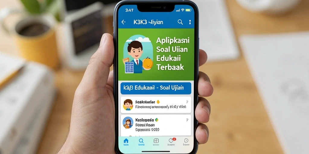 Tampilan antarmuka K3K3 dengan fungsi Soal Ujian yang menarik.
