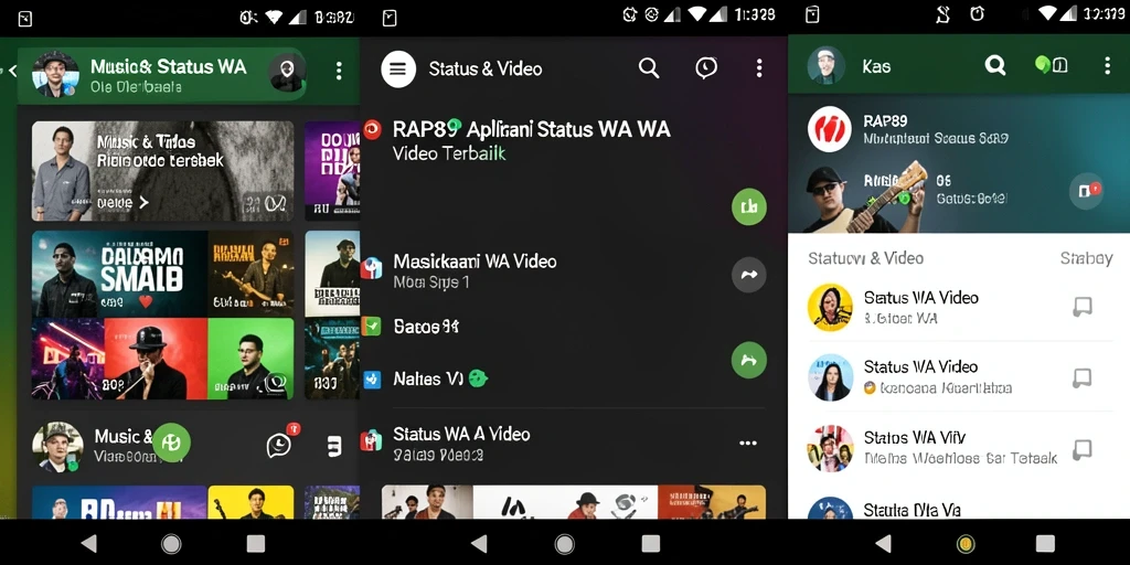 Tampilan antarmuka aplikasi RAP89 untuk status WA video yang menarik.