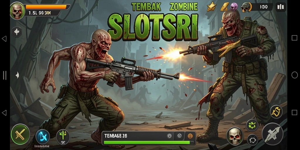 Tampilan antarmuka SLOTSRI dengan aksi tembak zombie yang mendebarkan.